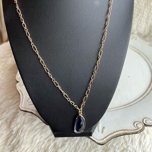 Fashion gold tone Clear Blue pendant necklace new